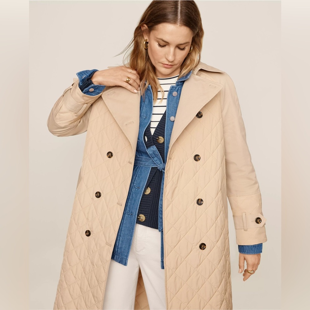Petite AT Weekend Quilted Mixed Media Trench Coat